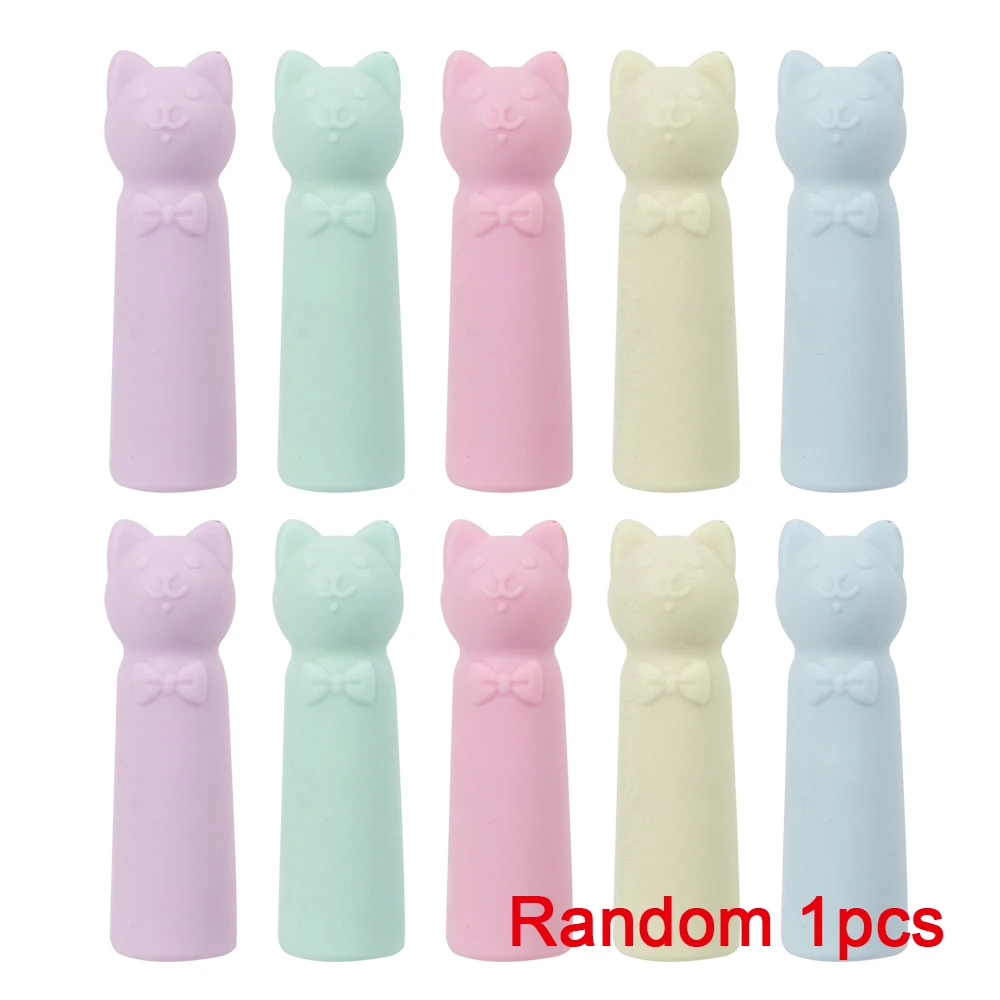 1-20 piezas tapas de borrador de dibujos animados, borradores de lápiz, borradores de gato bonitos para niños, suministros de papelería escolar para estudiantes, fundas para cabeza de bolígrafo: Blanco