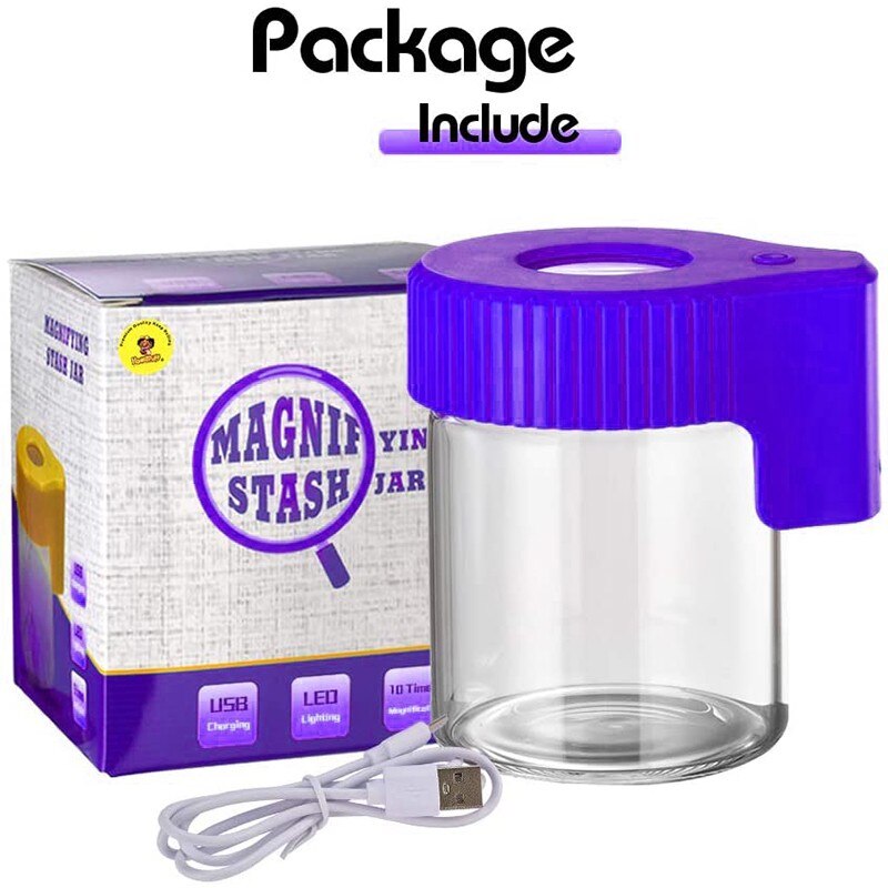 LED glass luminous jar, transparent frosted storage box, storage tank: Purple
