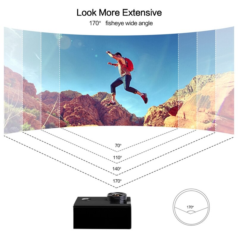 Cámara de Acción 4K 60fps EIS con pantalla IPS de 2,0 pulgadas, cámara deportiva antivibración de 24MP, resistente al agua con mando a distancia inalámbrico, Ángel de 170 pulgadas