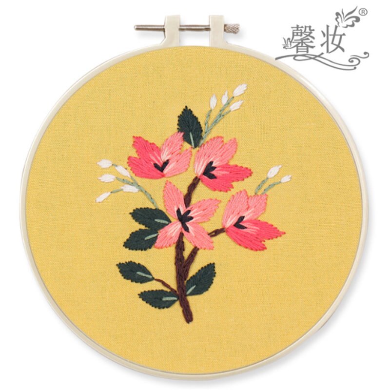 Conjunto de cintas bordadas DIY con flores de estilo europeo para principiantes, Kit de costura de cobertizo bordado, artesanía de punto de cruz, decoración cosida a mano: E