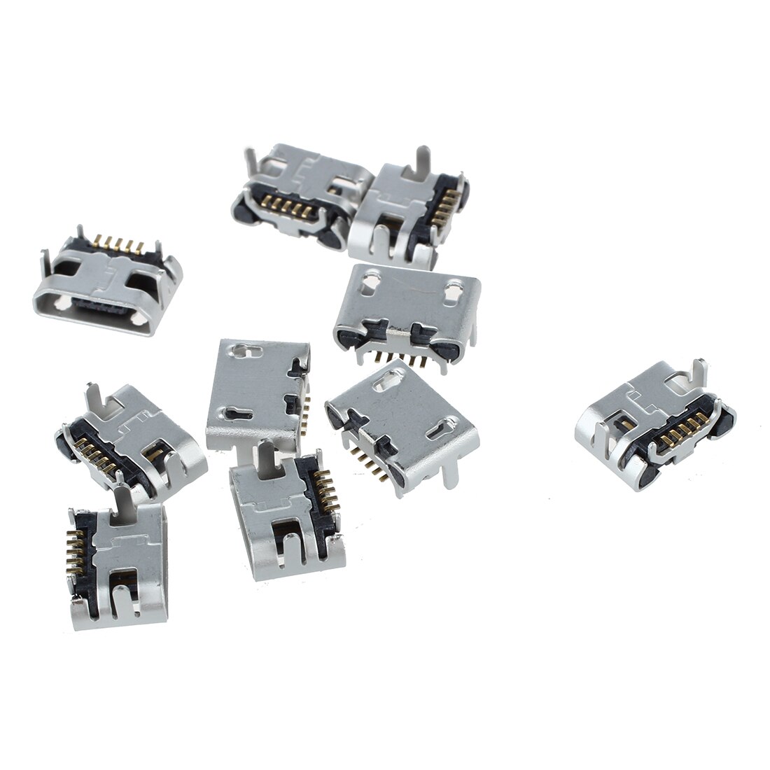 10 stk type b micro usb hun 5- pin jack-port-stikstik-reparationsdele, der bruges meget til telefontilbehør, pcb-stik: Default Title