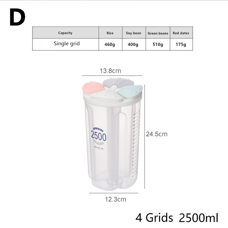 1Pc Transparant Voedsel Opbergdoos Keuken Opbergdoos Graan Opslagtank Vochtbestendige Verzegelde Blikken Organisatoren Keuken Benodigdheden: D