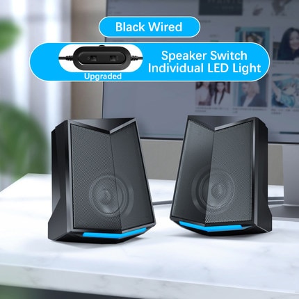 Full Range 3D Stereo Subwoofer Bass Pc Desktop Speaker Portable Music Dj Usb Computer Speakers Voor Laptop Tv: Black Upgraded