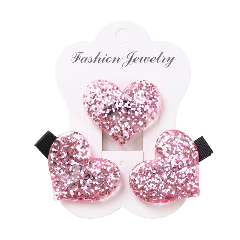 3 unids/set de diadema para niños, banda elástica para el cabello con corazón de amor acrílico, pinzas de seguridad para el cabello, bonito para niñas, accesorios para el cabello para niños