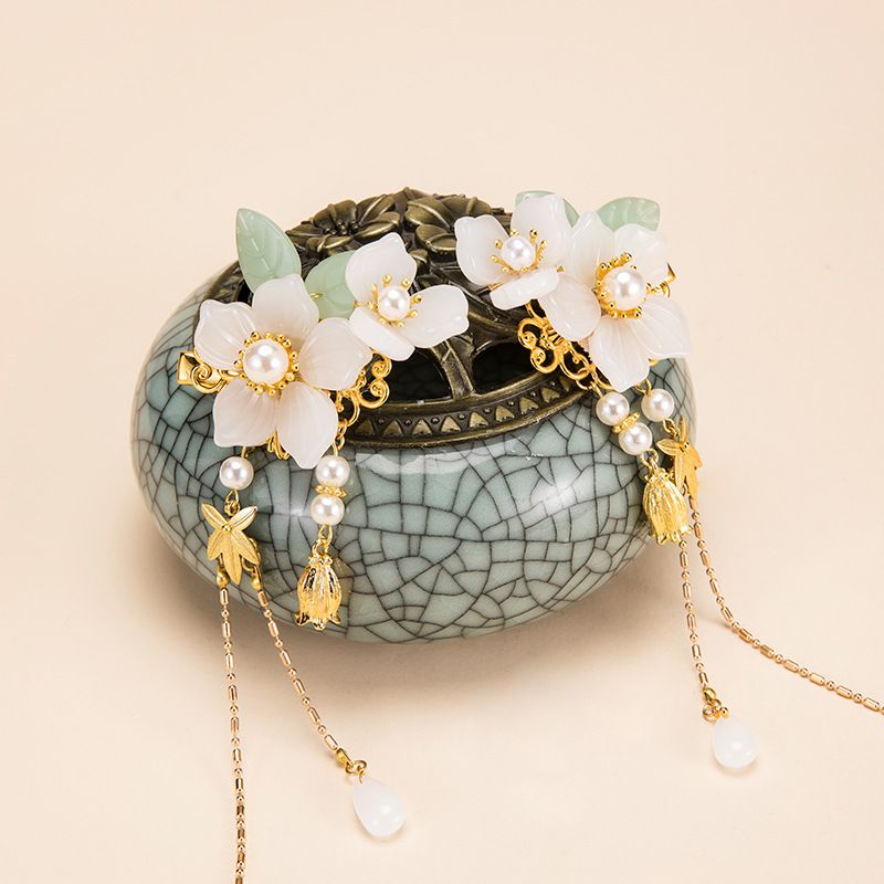 Haar Zubehör für Frauen Lange Quaste Blume Haarnadel mit Natürliche Steine Chinesische Hanfu Kopf Dekoration Schmuck