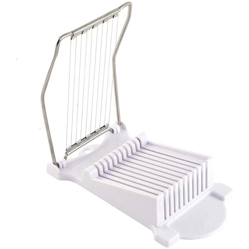 Stainless Steel Luncheon Meat Slicer Egg Fruit Sushi Soft Food Canned Meat Cutter with 10 Cutting Wire White