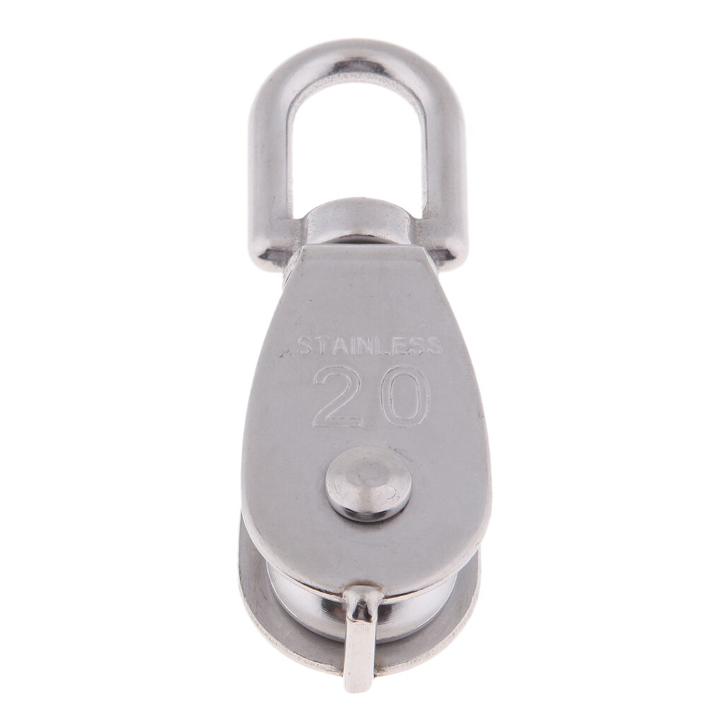 Single Pulley Block Rope Rigging 304 Marine Grade Stainless Steel Swivel Eye: M20