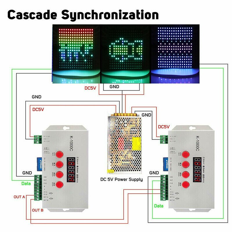 K-1000C LED Strip Program Controller 2048 Pixels WS2812B APA102C SK6812 WS2811 5V 24V SD Card Controller Led Pixel Controller