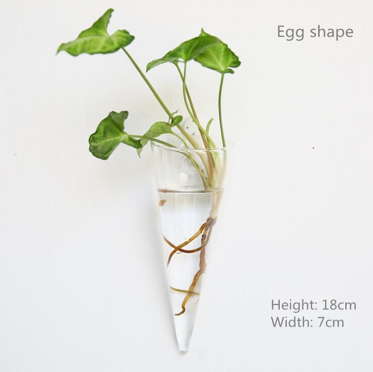 wall glass vase Wall mounted fish tank Hanging hydroponic vase Living room wall decoration: Blue