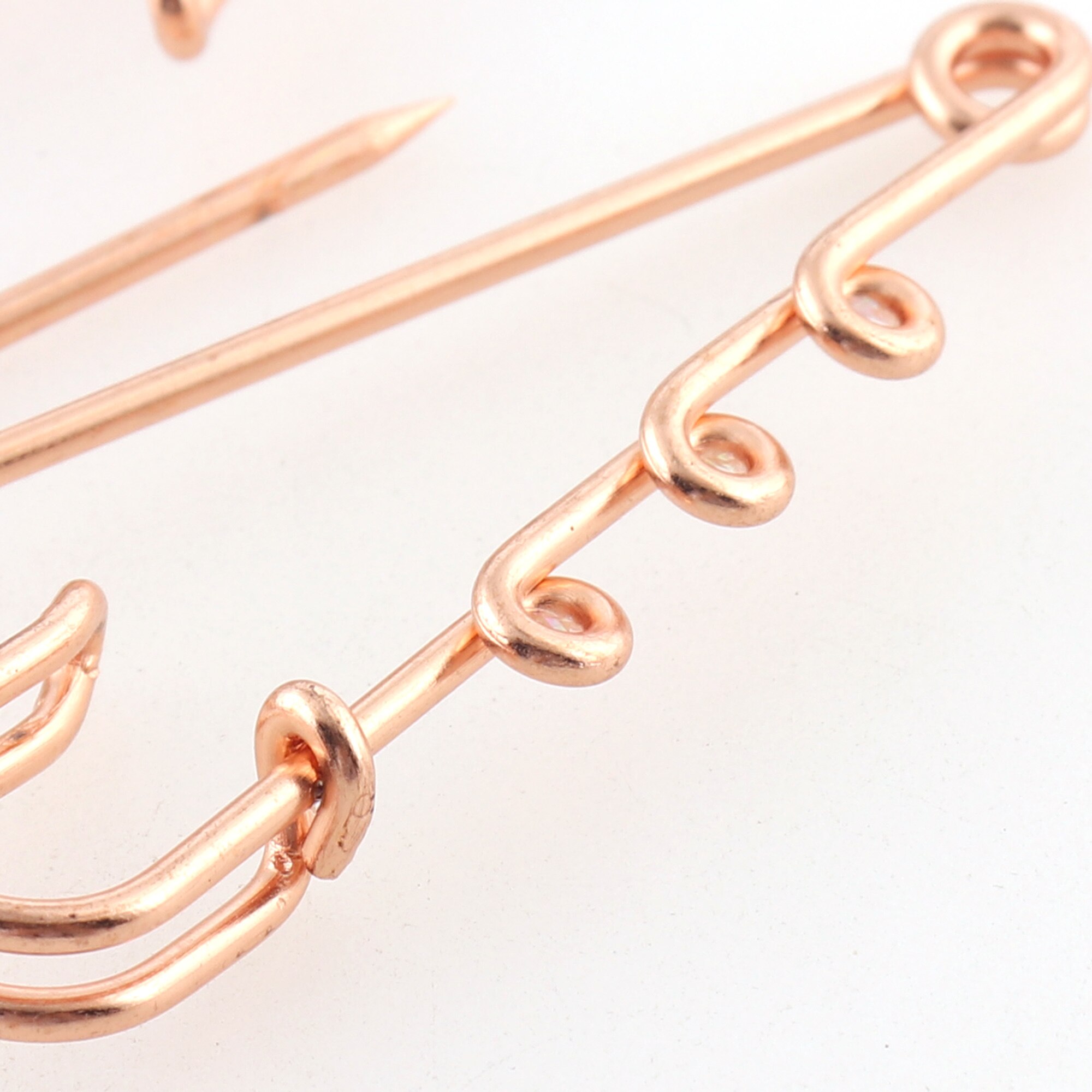 Gold Tone Pin with loops,rose gold Kilt Pin,2"Inch,Four hole pin,Large Safety Pins,3 Loop Pin,Charm Pin,Bridal Pin,Brooches