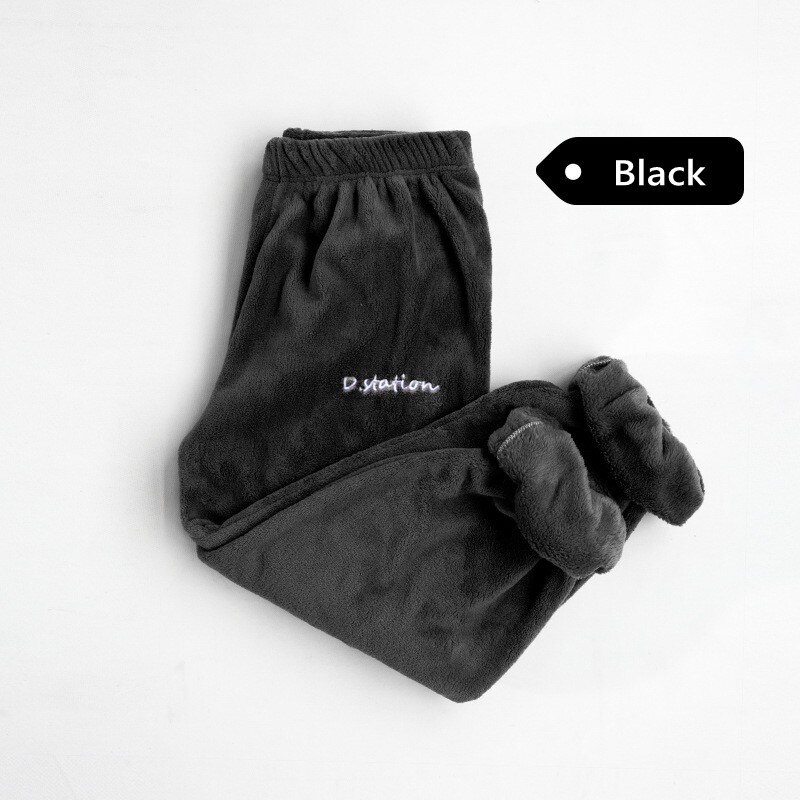 Korallen Samt schlaf hosen frauen Winter Schlafanzug Schlauch lässig weiche warme homewear hosen verlieren schlaf boden: Schwarz / XL