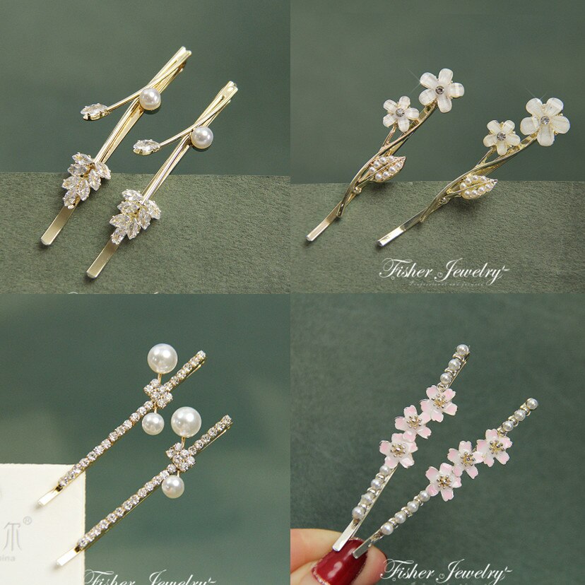exquisit elegante Perle Strass Haarnadeln Frauen Mädchen Haarspangen Stifte Haarspangen Zubehör Hairgrip Kopfschmuck Kopfbedeckung