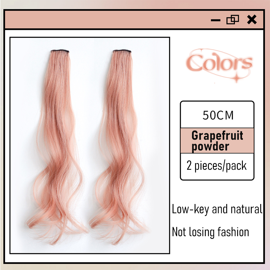 Synthetic 2 pieces set 50cm 60cm colored curly hair extensions water wave pink blue purple halloween christmas wig: Natural Color / 20inches