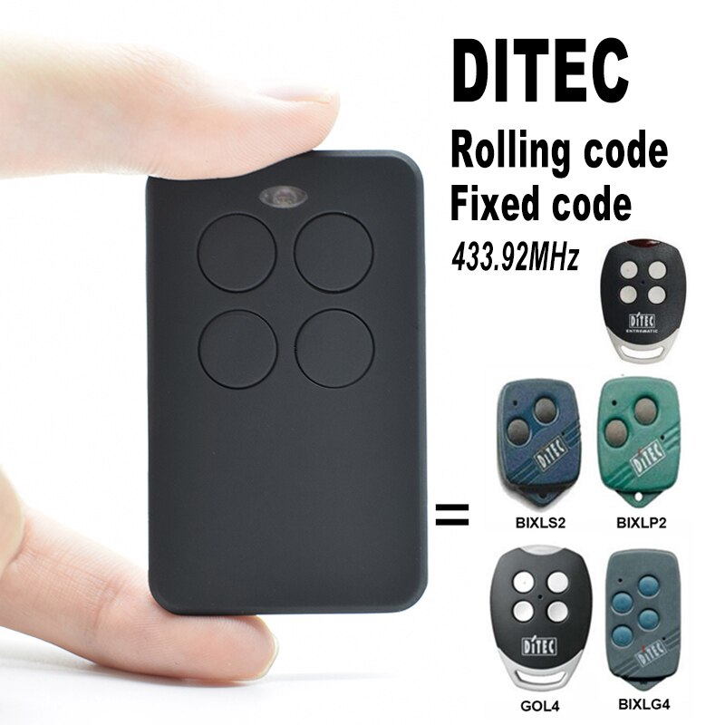Ditec afstandsbediening duplicator voor schuifpoorten deuropener commando garage rolling code vaste code sleutelhanger 433.92 mhz