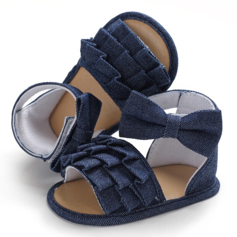 Denim Cloth Baby Girls Sandals Newborn Baby Shoes Summer Toddler Sandals Lace Bowknot Girls Shoes