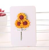 Tørre blomsterkort bursdagskort for jente barn kone mann bursdagskake gratulasjonskort postkort kort: Solsikke 2