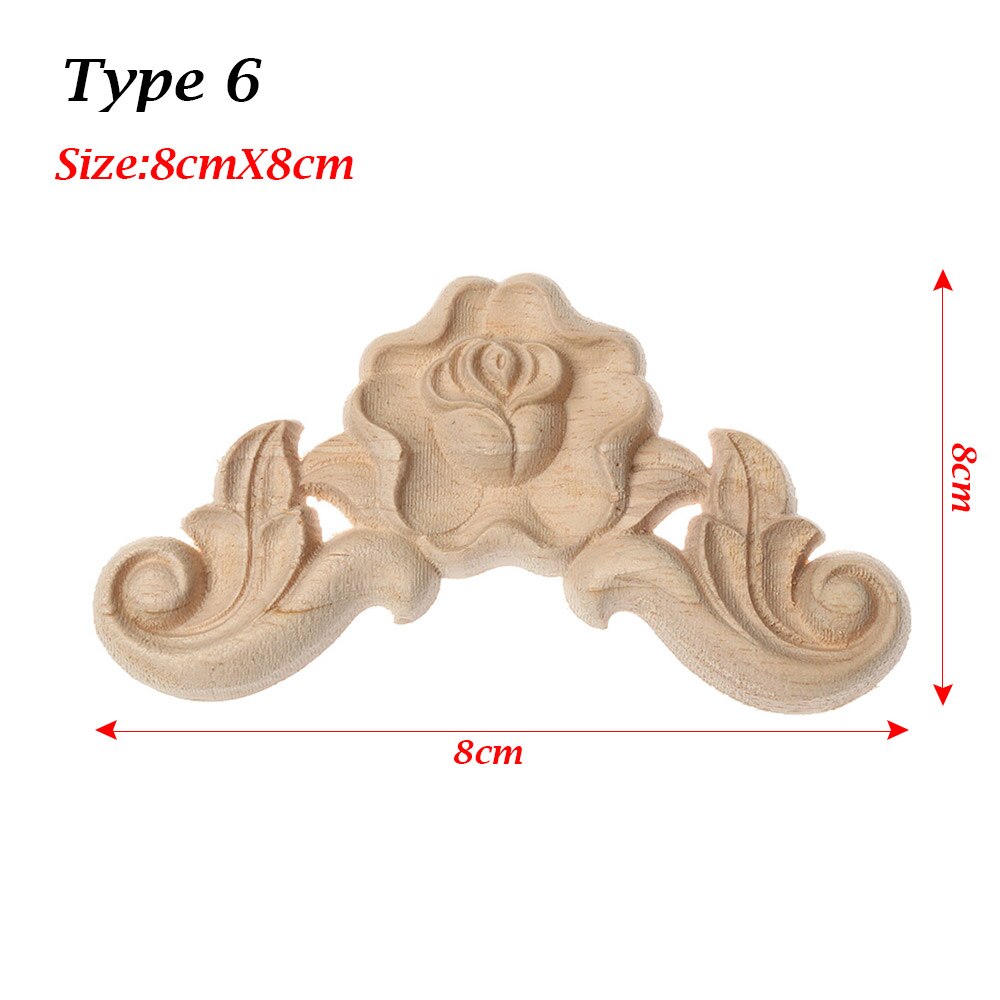 1 PC Ecke Appliques Holzschnitzerei Rose Blume Unlackiert Blumen- Geschnitzte Holz Handwerk Möbel Ornament DIY Hause Dekoration: 7