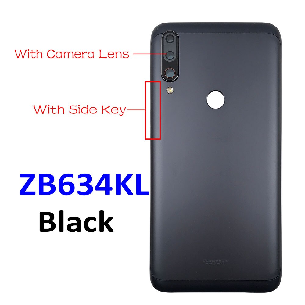 Terug Batterij Deur Achter Behuizing Cover Case + Camera Lens + Side Key + Volume Knop Voor Asus Zenfone Max plus (M2) ZB634KL A001D: Black