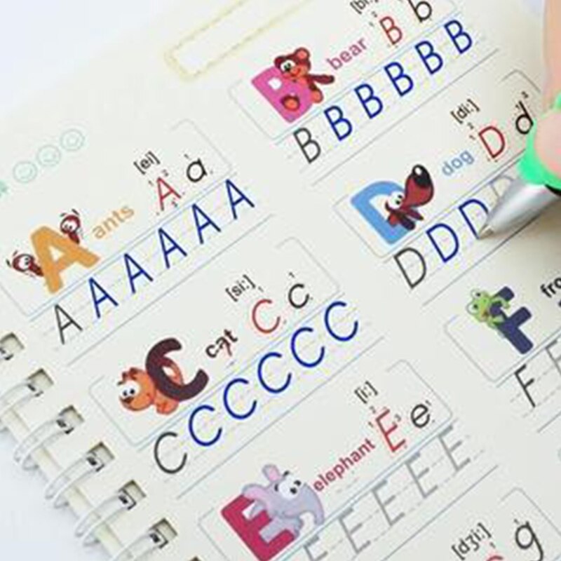 Kids Magic Writing Board Reusable Magic Writing Paste Children,Be Reused Handwriting Copybook Set Magic Calligraphy Trac