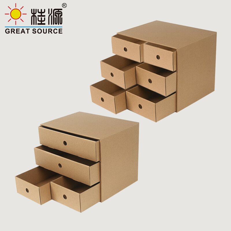 4 tiroirs de stockage Composable armoire bureau ondulé pliable maison stockage papier Kraft respectueux de l'environnement (2 pièces): Group C