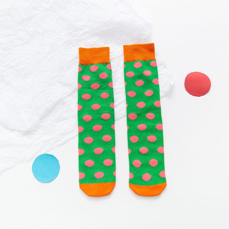 Dziecko dzieci kolana wysokie modne skarpetki z nadrukiem dziewczyny dzieci skarpetki na wiosnę jesień dziecko maluchy chłopiec dziewczyna długie skarpetki kropki 2-12Y: zielony