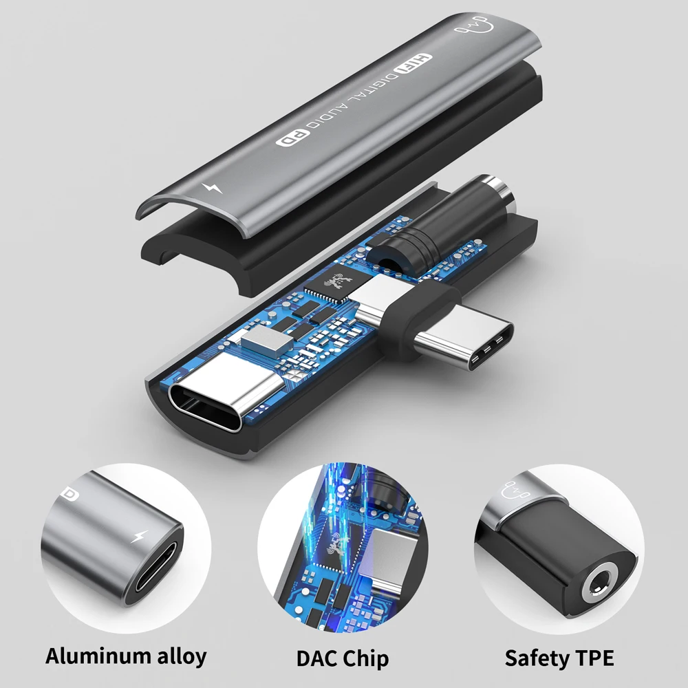 2 w 1 Adapter USB C na 3,5 MM Jack Słuchawki Audio Adapter PD 30W Szybkie ładowanie Typ C 3,5 mm Aux Hi-Res Konwerter do iPada Pro Air Samsung