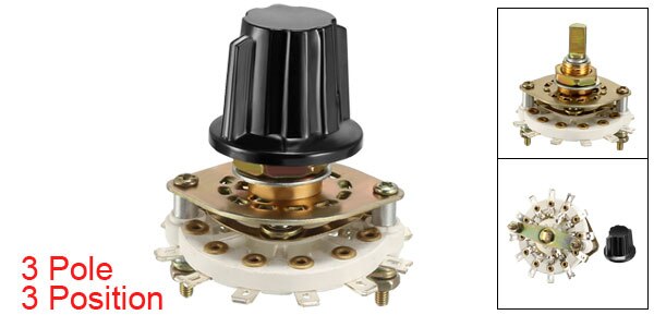 UXCELL 1/2/3/4 pôles 3/4/5/8 Position 1/2 canal de bande de pont sélecteur de commutateur rotatif avec bouton utilisé sur la Machine industrielle Radio TV