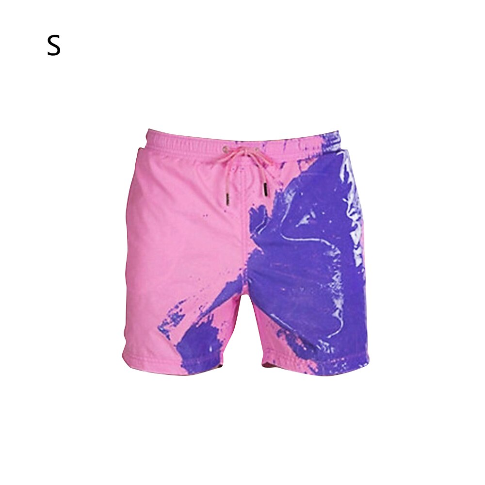 Men Magic Color Changing Swim Trunks Water Discoloration Surf Beach Board Rhombus Plaid Shorts Quick Dry Sport Pants: C / L