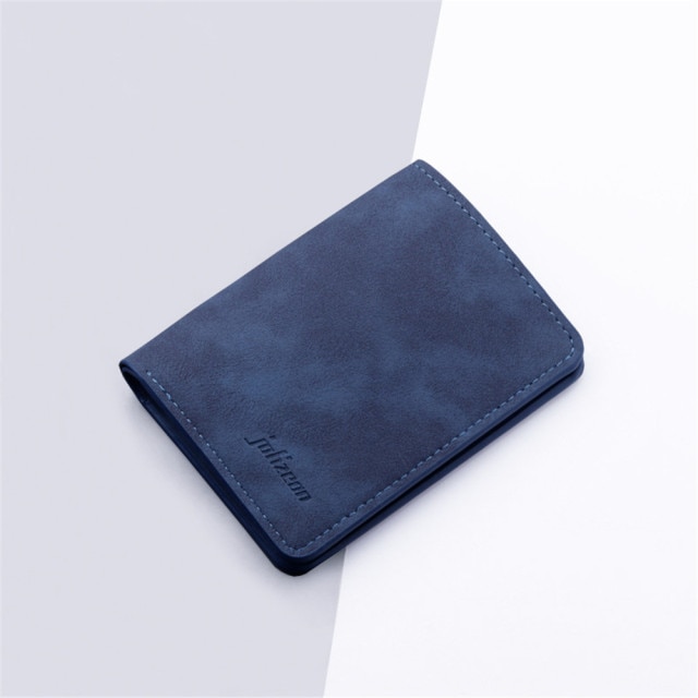 Stijl Mini Dunne Mannen Portemonnee Kaarthouder Mannen Purse Coin Pouch Kaarthouder Korte Verticale Pu Lederen Portemonnee: dark blue