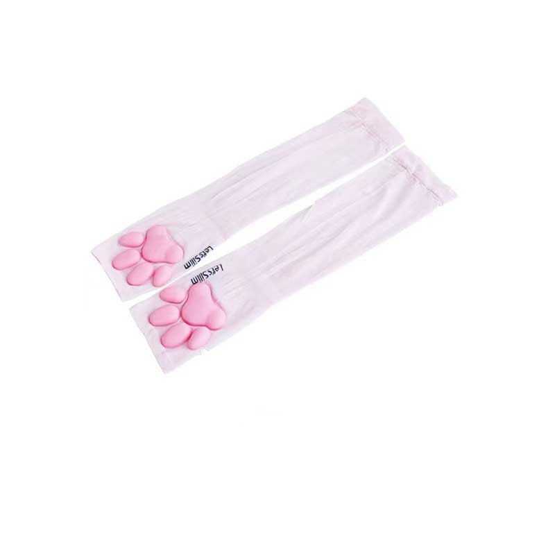 Gants patte de chat 3D en Silicone, mitaines sans doigts pour chaton mignon, gants pour femmes et filles, manches de Cosplay d&#39;halloween, Protection UV contre le soleil: pink