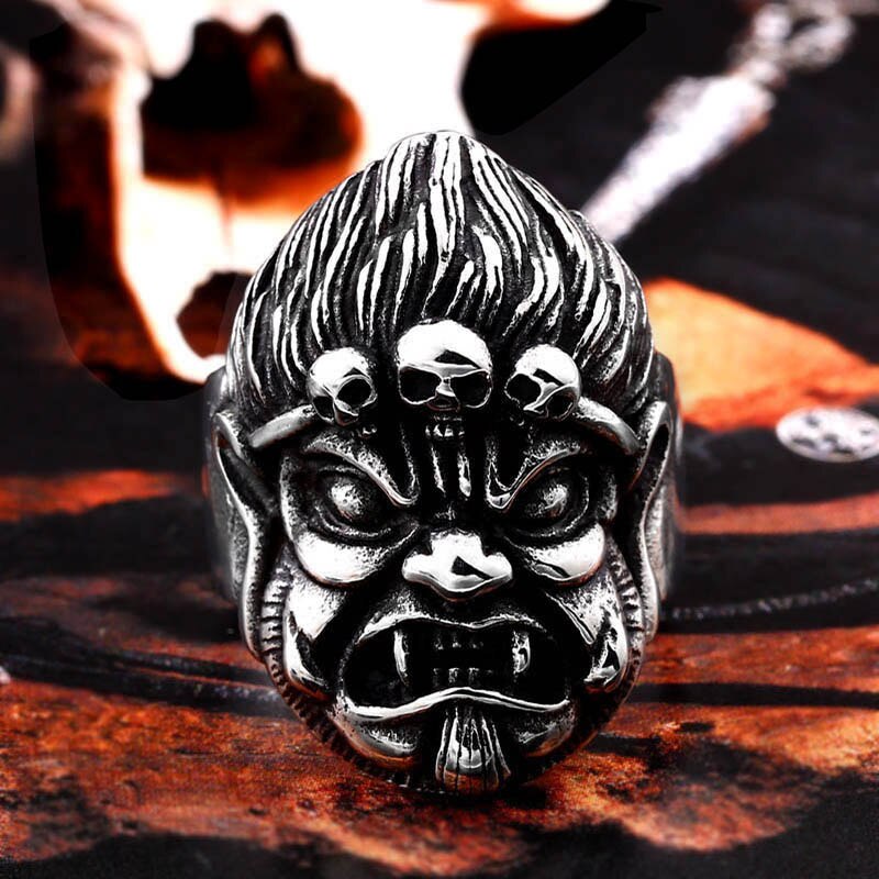Beier-Anillo de calavera wukong de acero inoxidable 316L, anillo Oriental de Rey Mono, mitos, LLBR8-550R para hombre