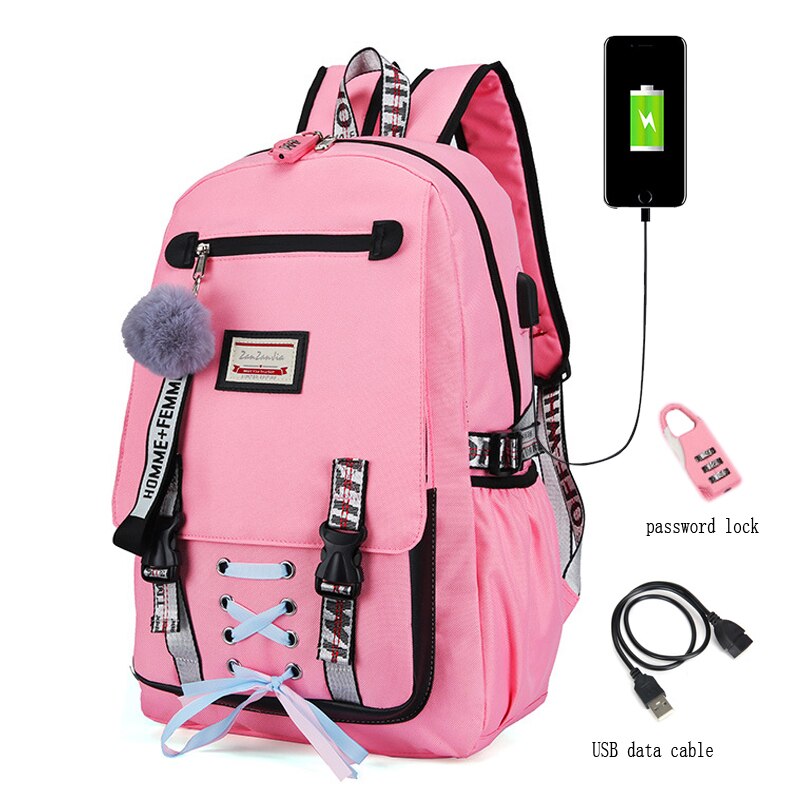 Vrouw Usb Opladen Rugzak Anti-Diefstal Schooltassen Tiener Schooltas Voor Meisjes Mochila Escolar Kinderen Boekentas