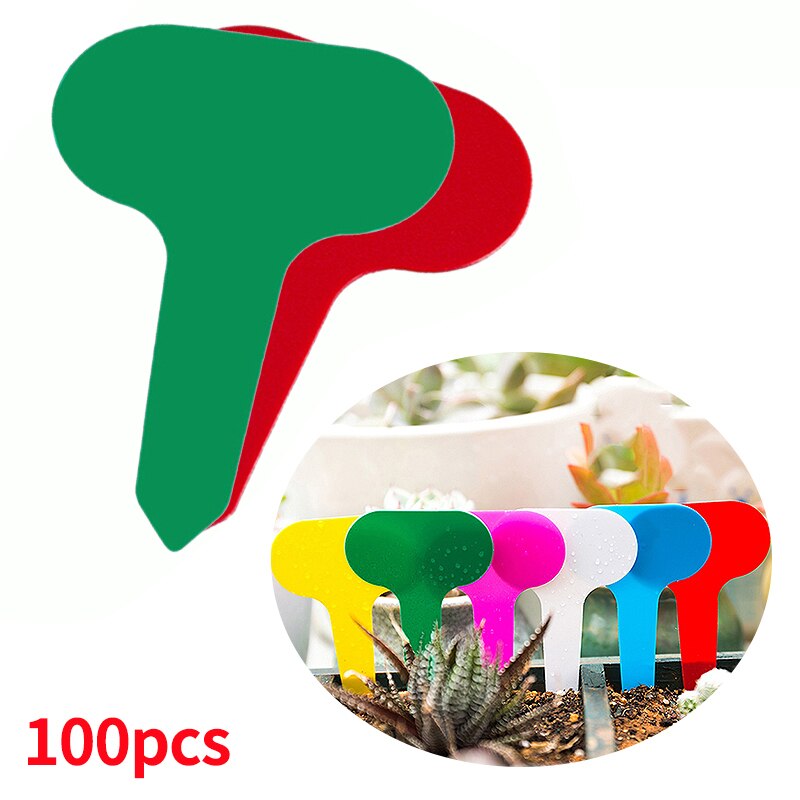 100Pcs T-Type Plant Markers Kleurrijke Pvc Plant Tags Tuin Kwekerij Label Plant Tags Waterdicht Tuinieren Tags Kas markers