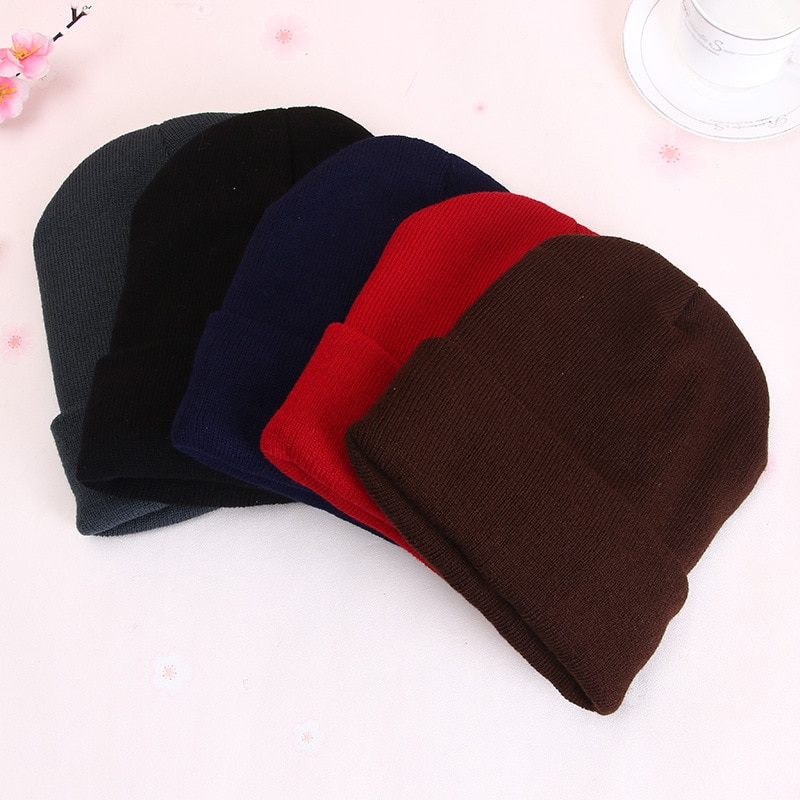 Gorro de punto para mujer, gorro de punto de Color sólido Hip Hop para niños o niñas, sombrero de primavera rojo, gorros de abrigo de Hip Hop para adultos, Color negro y rojo
