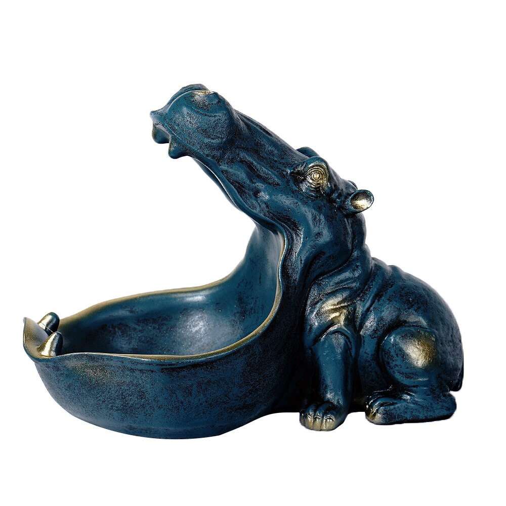 Vilead Hars Nijlpaard Beeldjes Sleutelhanger Opslag Decoratie Woonaccessoires Veranda Dier Standbeeld Ornament Chrimas Nieuwjaar Cadeaus: Blue