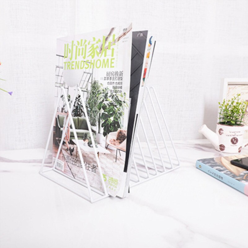 Newspaper Holder Book Stand Classic Tri-angle Shape Home Magazine Organizer Office Stationery Organizer Newspaper Storage Rack: White