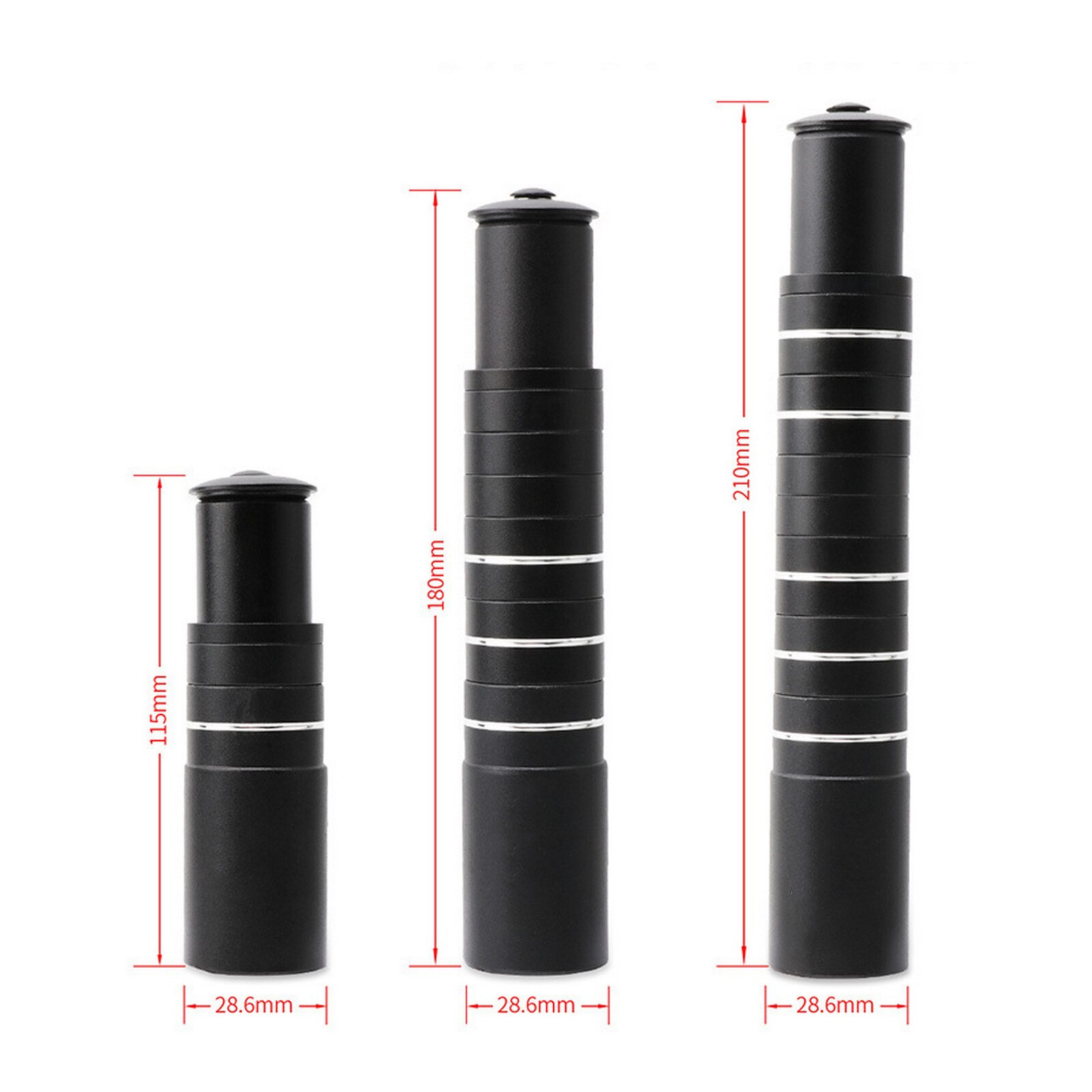 28.6mm Bike Extended Stem Aluminum Alloy Adjustable Bicycle Stem Raiser Extender Extension Stem Bicycle Replacement Parts