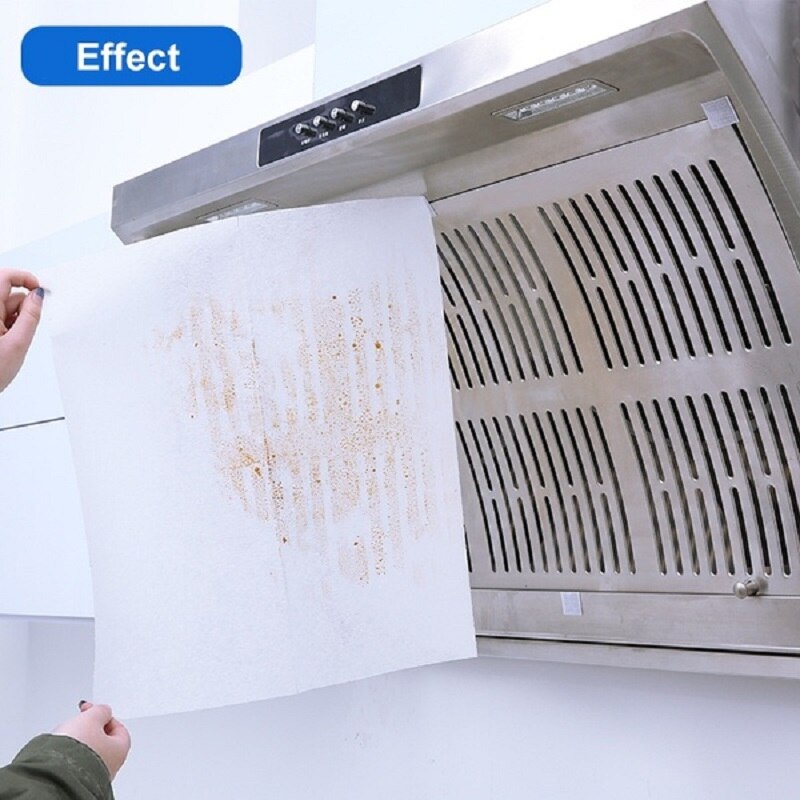 6 stk/sæt engangs køkkenolie filterpapir ikke-vævet stof oliefast bomuldsfilterelement emhætte udstødningsventilator filter