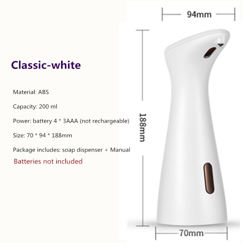 Auto Liquid Soap Foam Dispenser Rechargeable With Temperature Display Touchless Sensor Smart Hand Sanitizer Machine for Bathroom: Classic-white