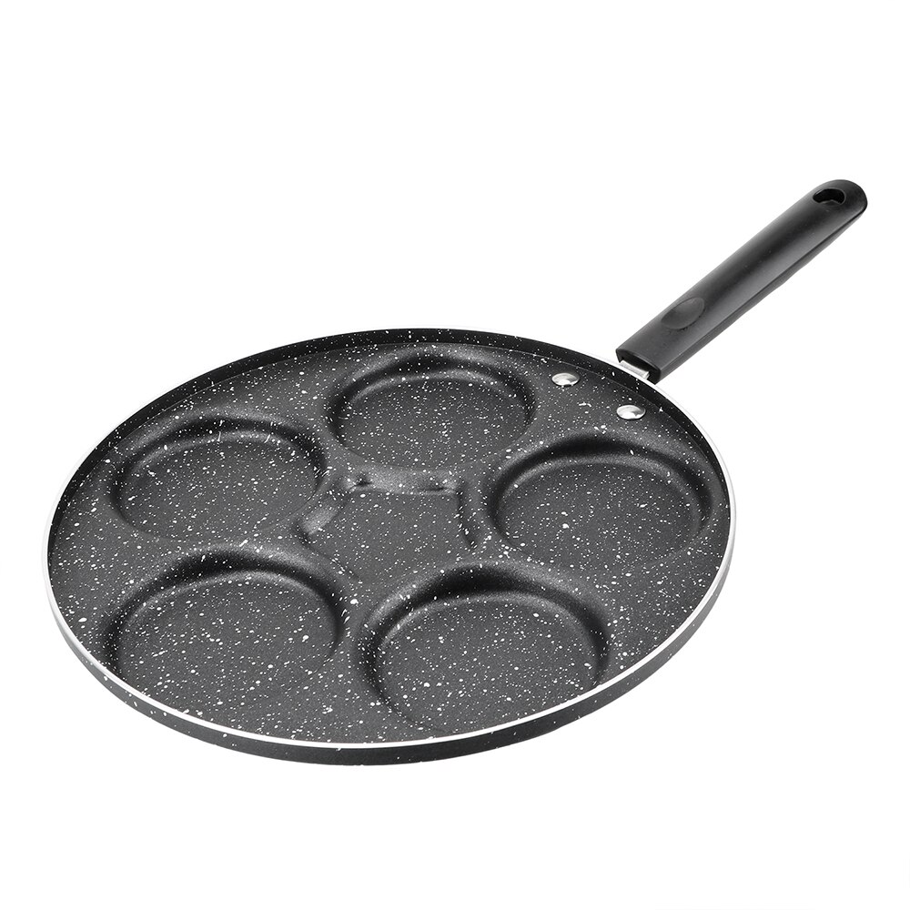 RIOVARM Omeletpan met antiaanbaklaag, voor inductie, granieten coating, kleine braadpan zonder PFOA, ronde eierpocheerpan met 4 gaten, voor het ontbijt, pannenkoekenpan, campingpan