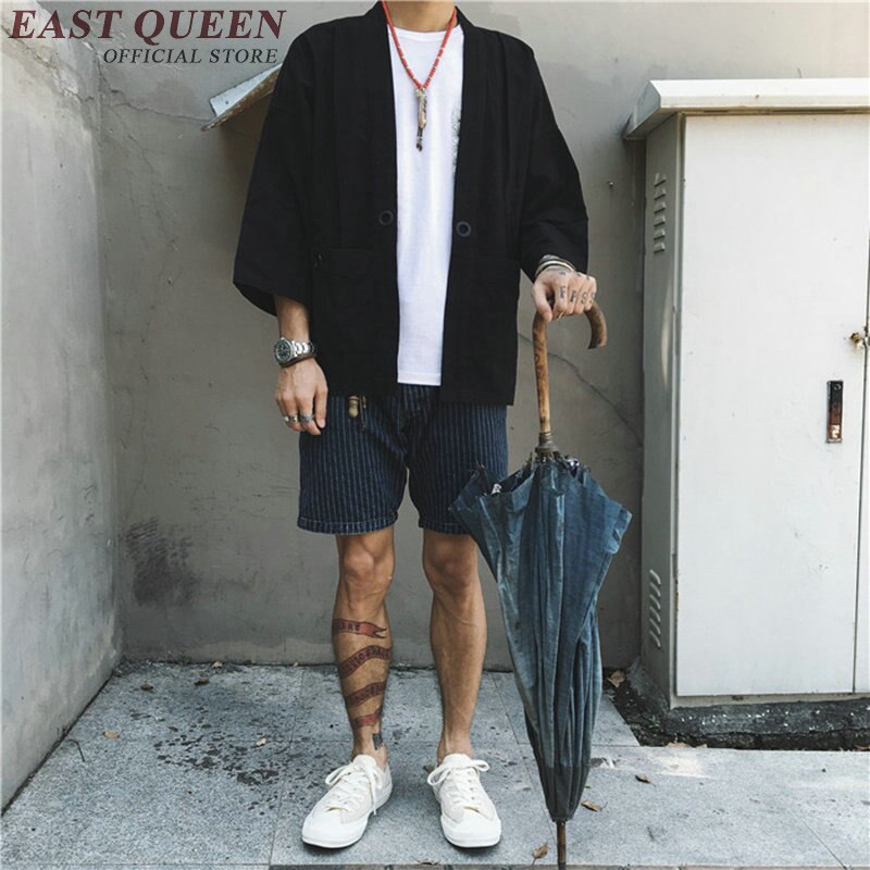 Japanese kimono cardigan men haori yukata male samurai costume clothing kimono jacket mens kimono shirt yukata haori ZZ1011