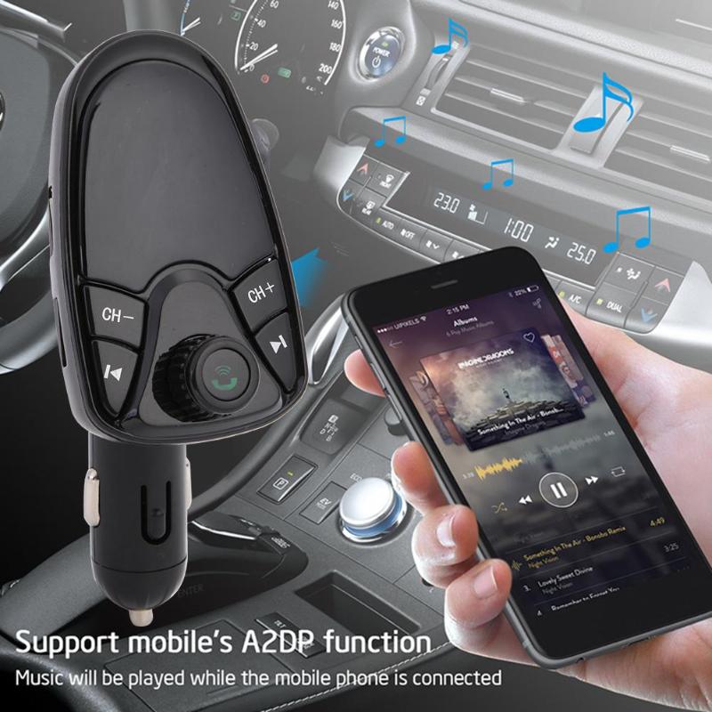 M1 Bluetooth Hands-free FM Transmitter Portable Power-off Memory Function CVC with Built-in Mic Dual USB Fast Charger