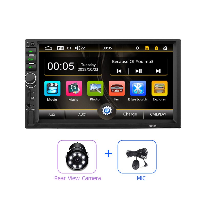 JMANCE Autoradio 2 Din Car Radio 7" Touch Screen Dash MP5 Bluetooth USB Car Digital Multimedia Player Rear View Camera