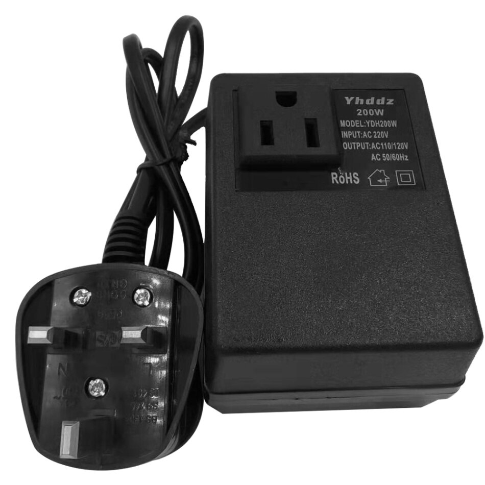 Intelligent Efficient Power Adapter 200W AC 220V To 110V Step Down Transformer Voltage Converter Travel Power Adapter Household: UK Plug