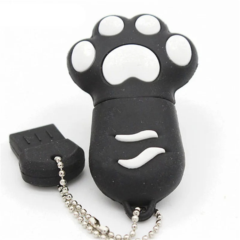 JASTER dessin animé chat griffe USB clés 64GB mignon stylo lecteur 32GB 16GB Mini Gel de silice USB bâton pour les enfants: Black / 50 Go