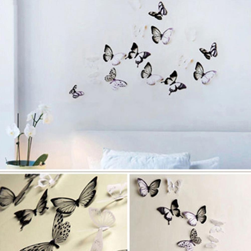 Pegatinas de pared 3D de mariposas coloridas, papel tapiz Multicolor, negro y blanco, calcomanías de animales para decoración del hogar, habitación y dormitorio, 18 Uds.