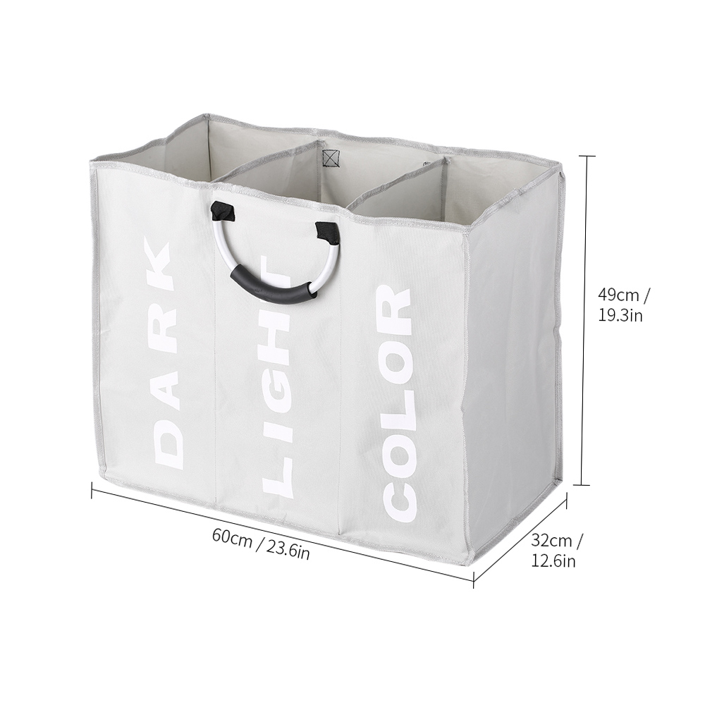 Folding Laundry Basket Round Storage Bin Bag Large Hamper Collapsible Dirty Clothes Toy Basket Bucket Bathroom Organizer Bags: Gray