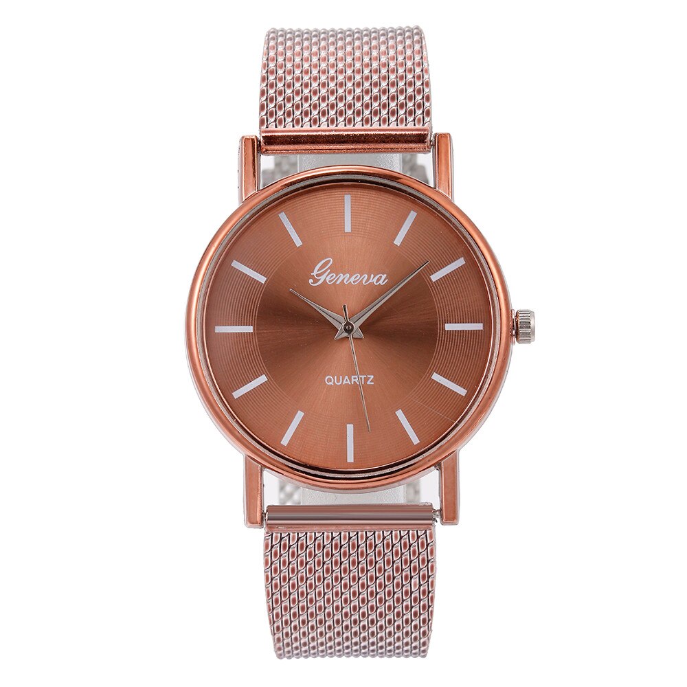Grossiste nouvelle Montre à Quartz Femme haut de gamme verre bleu vie distingué Montre Femme Simple Montre de Reloj: Brown