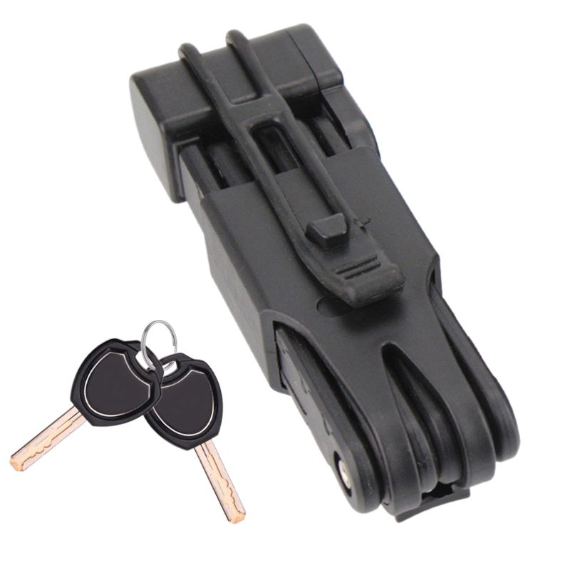 Folding Bicycle Lock MTB Road Bike Anti-theft Steel Lock Anti-hydraulic Shear Universal Cycling Lock Accessories: Black