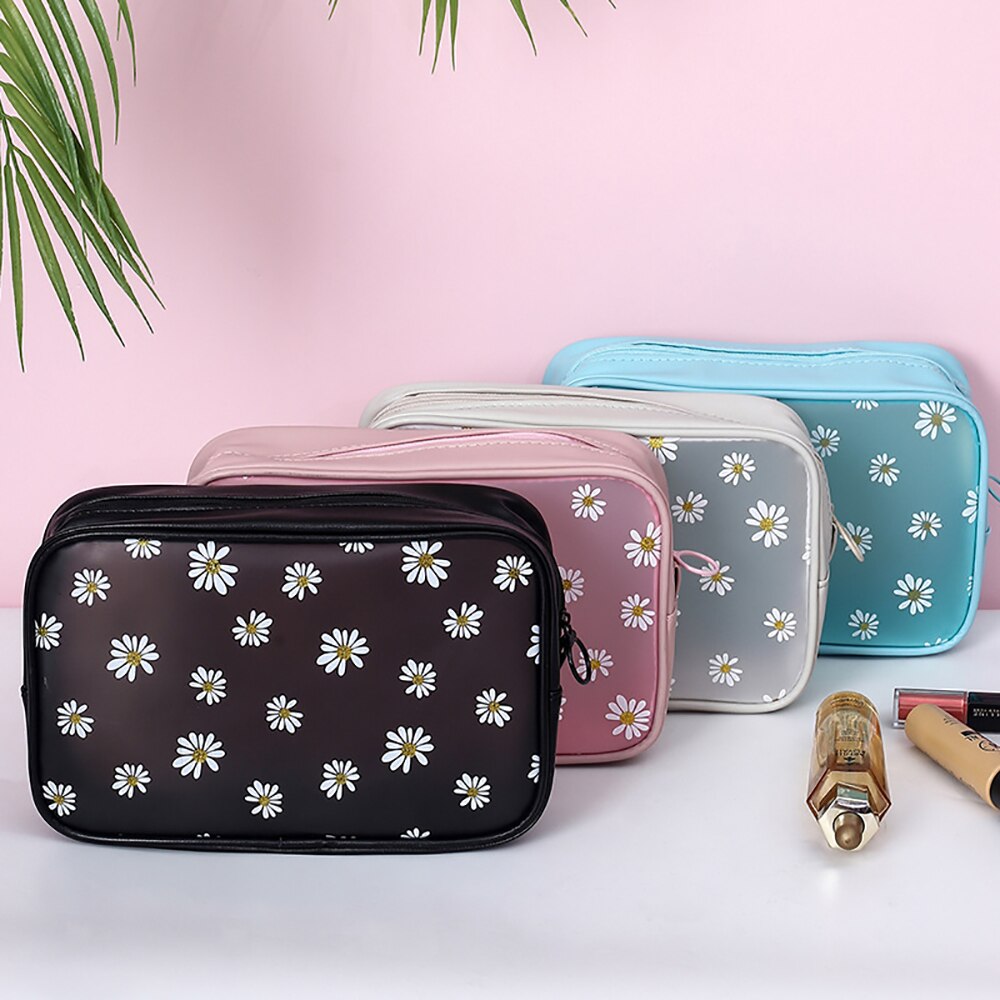 Zomer Daisy Transparante Make-Up Tas Waterdichte Rits Toilettas Meisjes Draagbare Travel Organizer Pouch Schoonheid